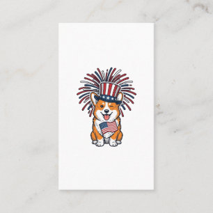 Cartão De Visita Corgi Patriótico Fogos de Artifício Cão Desenho Ve