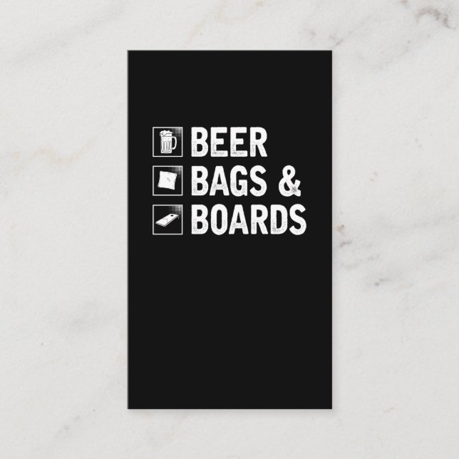 Cartão De Visita Cornhole Bag e Beer Bebendo Corn Player (Frente)