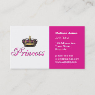 Cartão De Visita Coroa da princesa no rosa quente