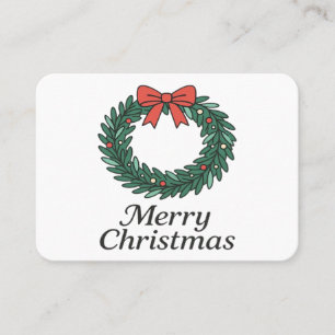 Cartão De Visita Coroa de Natal Clássica – Minimalista Feliz Natal