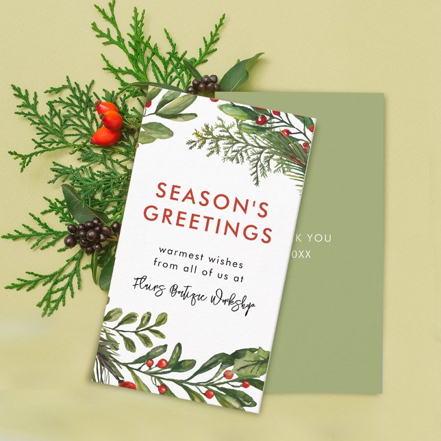 Cartão De Visita Coroa de Natal para Pequenas Empresas (Small Business Christmas Festive Wreath Business Card)