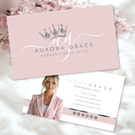 Cartão De Visita Coroa de Prata Rosa