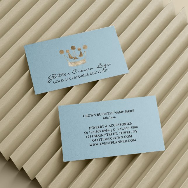 Cartão De Visita Coroa Dourada do Bebê Azul (Blue Baby Gold Crown Business Card
)