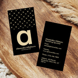 Cartão De Visita Coroa Dourada Elegante Grade Preta Minimal