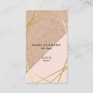 Cartão De Visita Coroa Dourada Geométrica Estampada Vertical Rosa-R