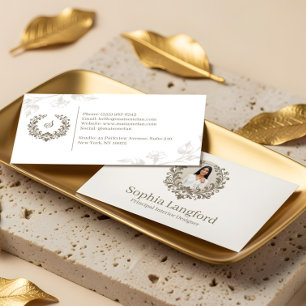 Cartão De Visita Coroa Floral Elegante Luxo Sofisticado Foto