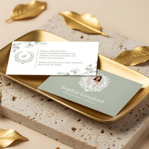 Cartão De Visita Coroa Floral Elegante Luxo Sofisticado Foto
