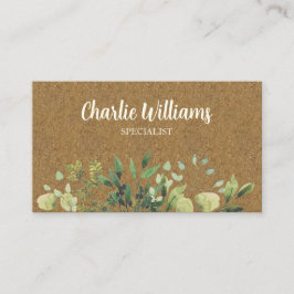 Cartão De Visita Coroa verde-botânica Elegante