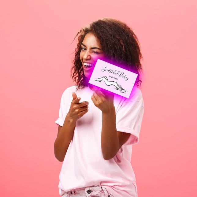 Cartão De Visita Corpo Cuidados Esculpindo QRCODE Preto Lilac Branc (Body Care Sculpting QRCODE Black White Lilac Business Card)