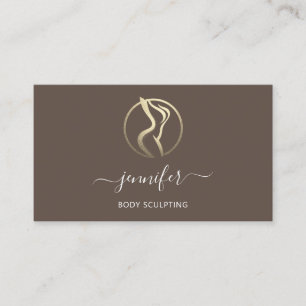 Cartão De Visita Corpo Esculpindo Massagem Logotipo Dourado QR Brow
