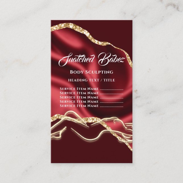 Cartão De Visita Corpo Massage Esculpindo Logotipo Dourado SPA Verm (Frente)