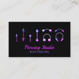 Cartão De Visita Corpo Piercing Studio, salão de joias roxas cor-de