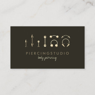 Cartão De Visita Corpo Piercing Studio Tatuagem Verde Dourada