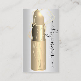 Cartão De Visita Corpo Profissional Lipstick Código QR Prata