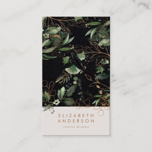 Cartão De Visita Corporação moderna de Eucalipto preto Premium (Frente)