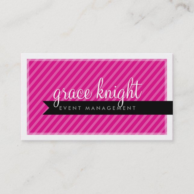 Cartão De Visita CORPORATE simples stripe magenta arrojada (Frente)