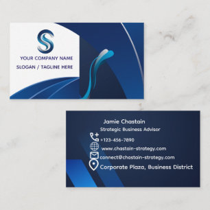 Cartão de Visita Corporativo Personalizável Azul