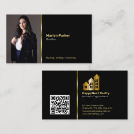 Cartão De Visita Corretor de Imóveis com Foto Pessoal, Código QR e 