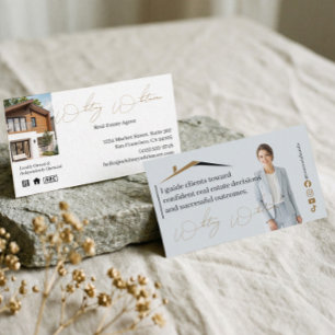 Cartão De Visita Corretor de Imóveis de Luxo Foto Empresa Elegante