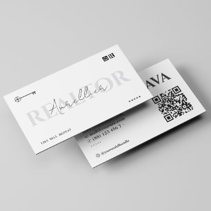 Cartão De Visita Corretor de Imóveis Minimalista Chave de Script Br