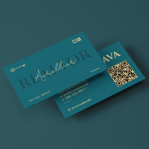 Cartão De Visita Corretor Elegante Hipoteca Chave Verde Escuro Corr