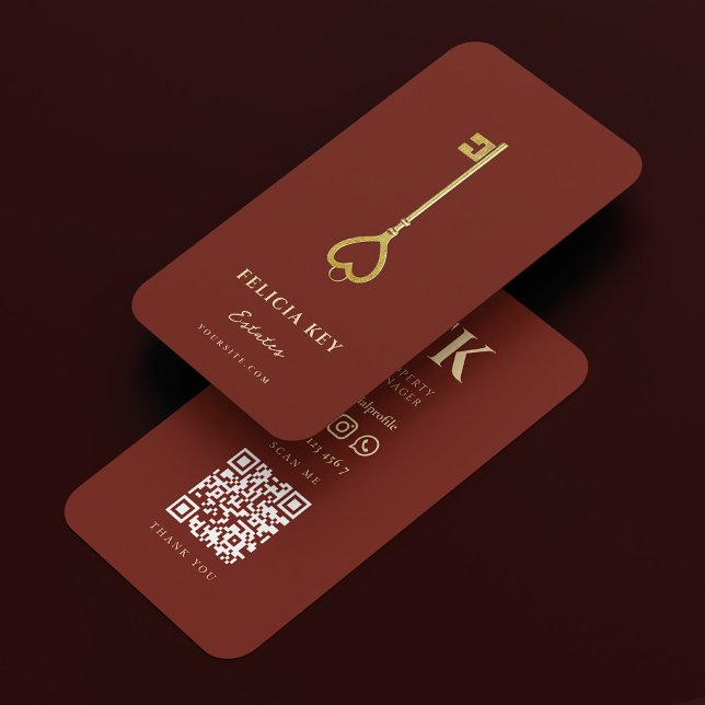 Cartão De Visita Corretor Hipotecário Elegante Terracotta Escuro (Mortgage Broker Realtor Elegant Dark Terracotta Business Card
)