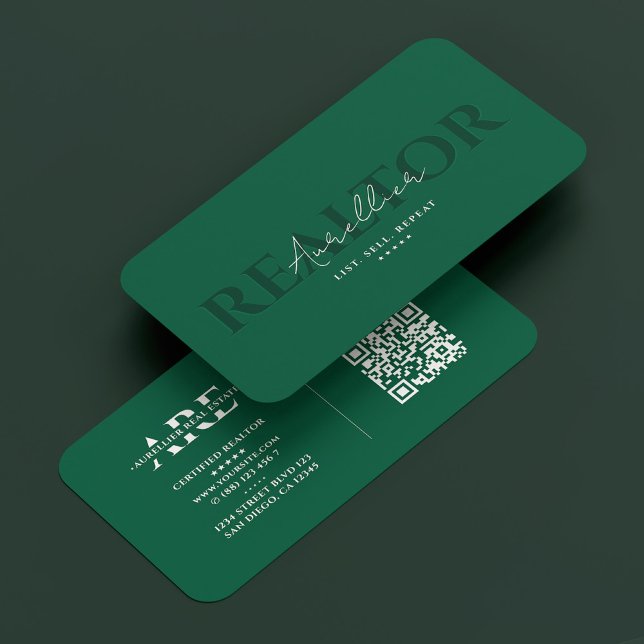 Cartão De Visita Corretor hipotecário imobiliário corretor verde (Mortgage Broker Realtor Real Estate Hunter Green Business Card
)