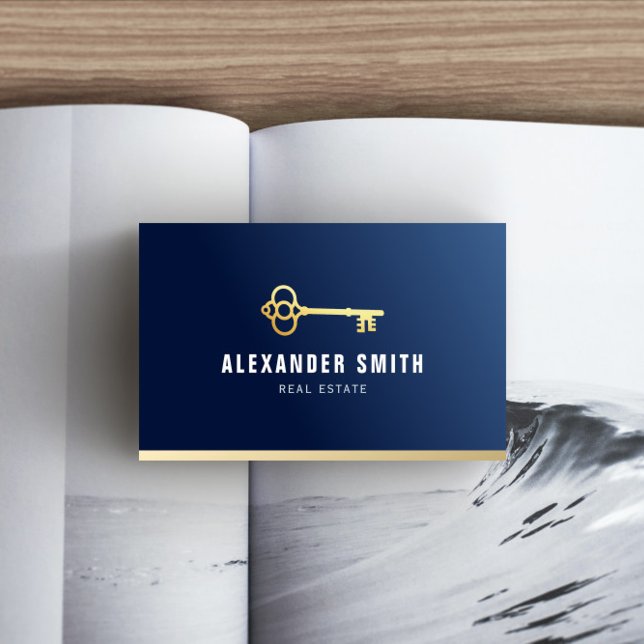 Cartão De Visita corretor imobiliário azul (Criador carregado)
