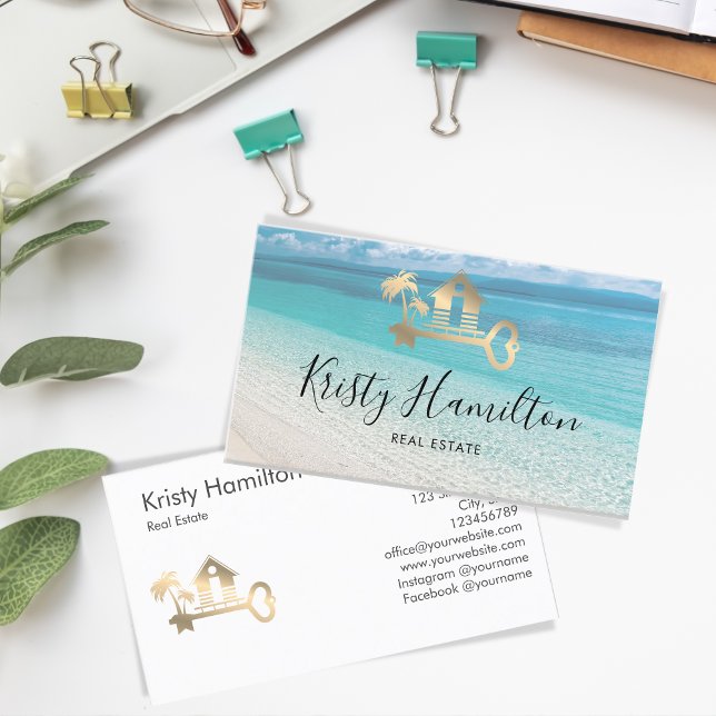 Cartão De Visita corretor imobiliário casa de areia (Criador carregado)