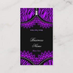 Cartão De Visita Corset Preto com Dobragem ZEBRA Roxa