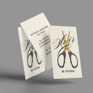 Cartão De Visita Cortador de Cabelo Moderno Tesoura Dourada