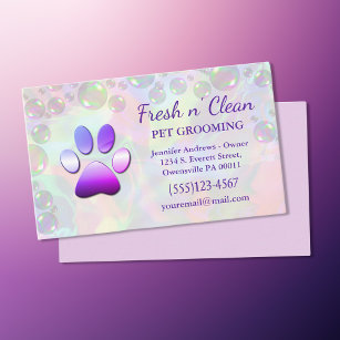 Cartão De Visita Cortar bolhas Incandescent Dog Paw Grooming Servic