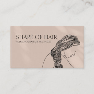 Cartão De Visita Corte de Cabelo Feminino Corpo de Mulher Bege Crem