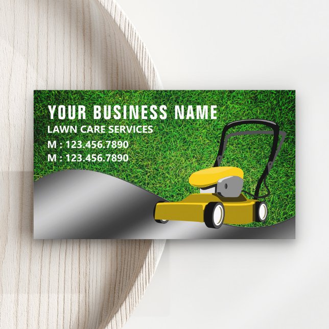 Cartão De Visita Corte de erva amarela do serviço de jardinagem de  (Criador carregado)