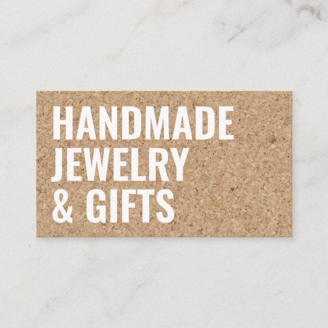 Cartão De Visita Cortiça castanha moderna russa, branca e cortiça,  (Frente)