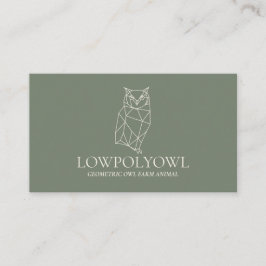 Cartão De Visita Coruja Animal Green Sage Lowpoly