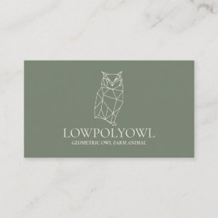 Cartão De Visita Coruja Animal Green Sage Lowpoly