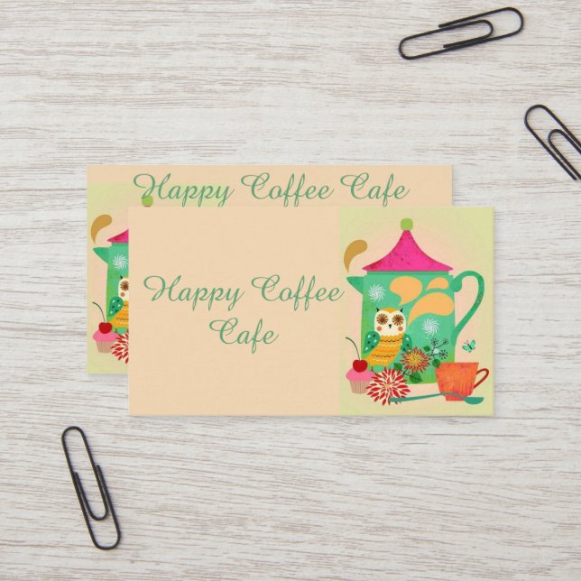 Cartão De Visita Coruja do café da manhã (Frente/Verso In Situ)