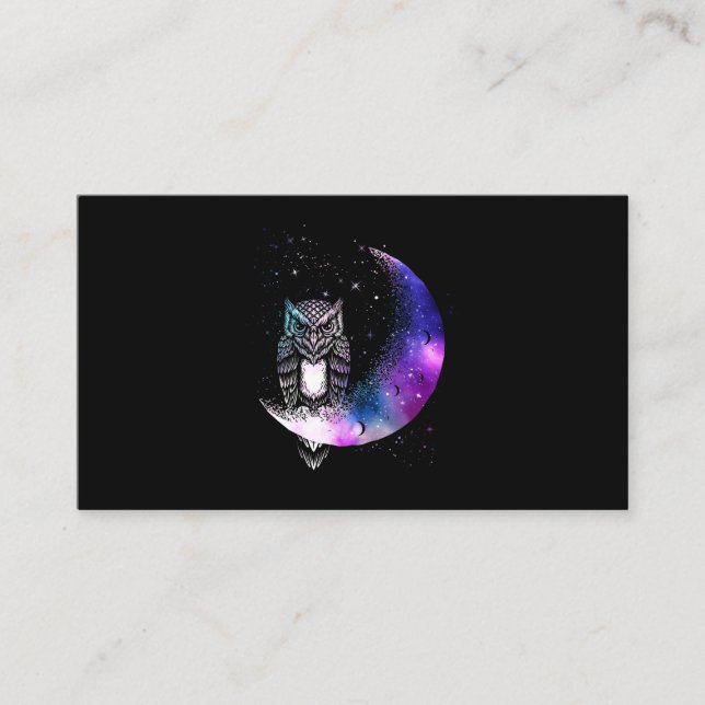 Cartão De Visita Coruja Galaxy Crescent (Frente)