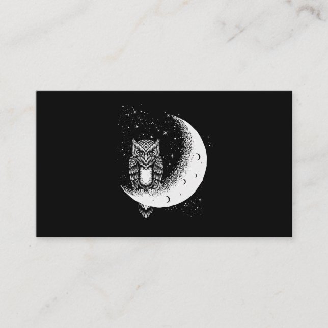 Cartão De Visita Coruja Moon Celestial Crescent (Frente)