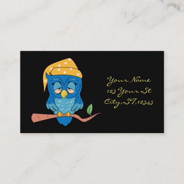 Cartão De Visita Coruja Sonolenta Thunder_Cove (Frente)