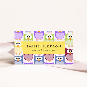 Cartão De Visita Corujas Corujas, Coruja, Pet Compre, Loja de Aves