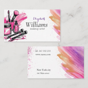 Cartão De Visita cosméticos pintados com aquarelas