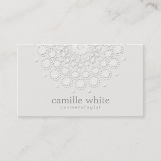 Cartão De Visita Cosmetologia Elegante Rosette Monocromático Branco