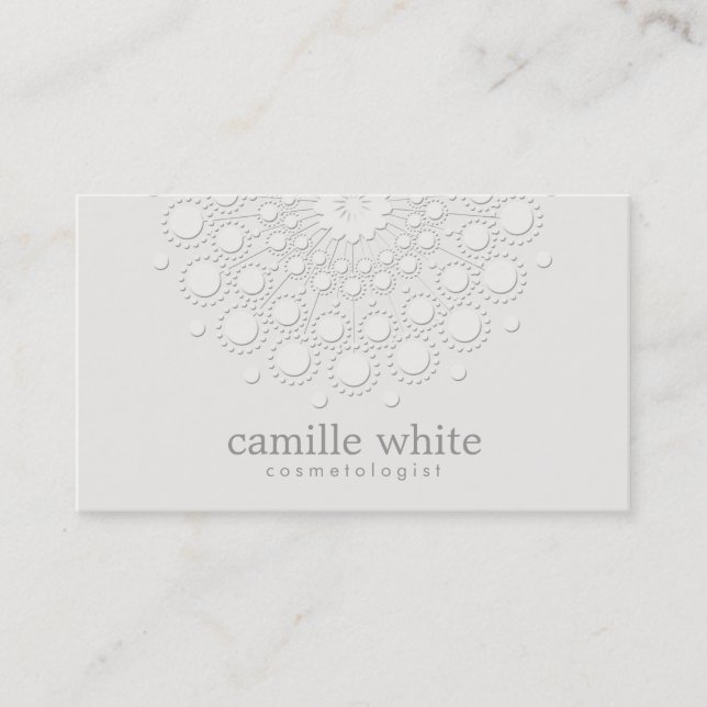 Cartão De Visita Cosmetologia Elegante Rosette Monocromático Branco (Frente)