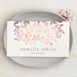 Cartão De Visita Cosmetologia Faux Foil Rosa Deixa Linen Olhar