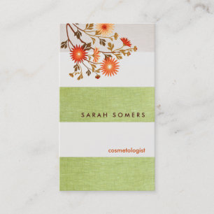 Cartão De Visita Cosmetologia Verde Lachado Linen Beleza Natural