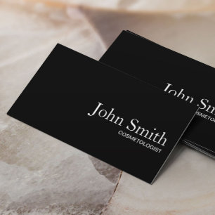 Cartão De Visita Cosmetologista Preto Negro Simples Maquiagem de Có