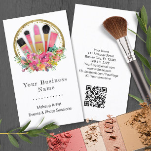Cartão De Visita Cosmetólogo da Artista Makeup Beauticista Código Q