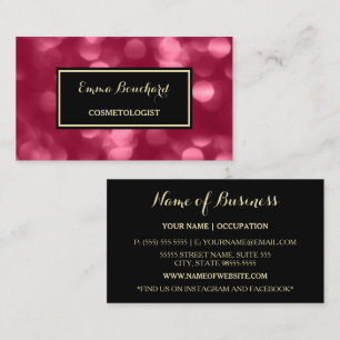 Cartão De Visita Cosmetólogo Elegante Luxe Bokeh Rosa Glamorous